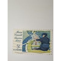 США 1966 На марке воспроизведена картина Мэри Кассат "Катание на лодке" (The Boating Party), написанная в 1893 году.