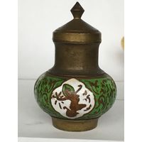 Старинная редкая солонка, эмаль