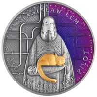 Камерун 1000 франков 2024г. "Станислав Лем. Магистр научной фантастики. Рассказы о пилоте Пирксе". Монета в капсуле; деревянном подарочном футляре; номерной сертификат; коробка. СЕРЕБРО 62,2гр.(2 oz).