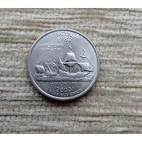 Werty71 США 1 квотер 25 центов 2000 Вирджиния D Корабль