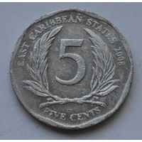 Восточные Карибы, 5 центов 2008 г.