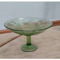 Ваза конфетница зелёное стекло СССР