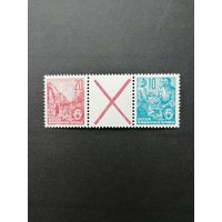 ГДР 1955 Сцепка горизонтальная из марок стандарта "Пятилетка" (чистая**) Mi.WZ3 455x+Z+453x каталог 14.00 евро