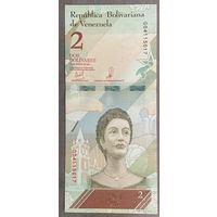 Банкнота ВЕНЕСУЭЛА 2 БОЛИВАРА 2018 ГОД . НЕ БЫЛА В ОБОРОТЕ