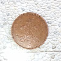 2 новых пенса 1971 года Великобритания. Королева Елизавета 2. Шикарная родная патина!