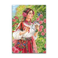 Открытка. Фольклор. Письма. Почта. Любовь. Розы. Традиции. Девушка. Лето. Люди. Художник Е.Буторина (чистая)