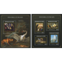 Нигер 2016г  Живопись  ИСКУССТВО КАРТИНЫ  золото  к/б+бл MNH