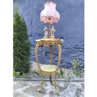 Роскошный Цветочный Столик в стиле Людовика XV, Оникс, Латунь, Франция, XX век.