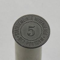 Германия (нотгельды)  5 пфеннигов Потсдам 1917 Муниципалитет Виттенберг