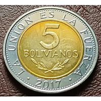 Боливия 5 боливиано, 2017    ( 1-7-4 )