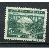 Богемия и Моравия - 1940/0941 - Железнодорожный мост 5K - [Mi.57] - 1 марка. Гашеная.  (Лот 18HD)-T4P3