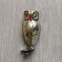 Ёлочная игрушка СССР "Сова" на прищепке. (Стекло, редкая)