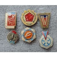 Значки "Спартакиада профсоюзов" СССР. Алюминий. - 6 шт.