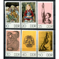 ГДР - 1970г. - Неделя искусства - 6 марок - полная серия, MNH, 2 марки с полосами на клее, 2 с незначительными вмятинками [Mi 1607-1612]. #O-Se-Z-1-34