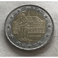 Германия 2 евро 2010 - Городская ратуша и Роланд, Бремен (J - Гамбург)