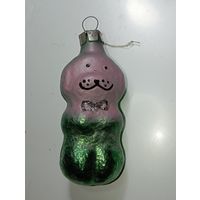 Ёлочная игрушка  - Собачка  . СССР  . Стекло .