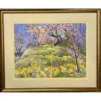 Доморад В.А "Весна в горах", 1987г., акварель. Размер 35,5х46,5 см.