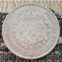 Швеция 2 кроны 1914 года, AU. Густав V. Герб. Серебро. Сторгуй за свою цену, предложи обмен! S