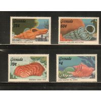Гренада-1986(Мих.,1485-1488) , **  , Морская  Фауна,Раковины (полная серия)