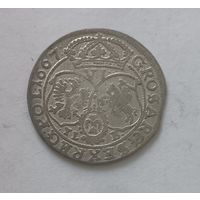 Карона i Ян Казiмiр! 6 Грошей 1667
