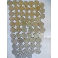 Монеты СССР 10, 15, 20  копеек. 63 шт без повторов