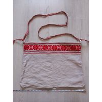 Сумка,  торба с пояском, домотканая старинная