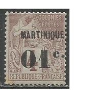 Мартиника. Аллегория. Надпечатка на французских колониальных марках. 1888г. Mi#5.