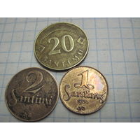 Три монеты Латвии/5 с рубля!