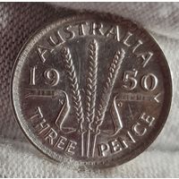 3 пенса 1950 года, Новая Зеландия, серебро, СОХРАН!