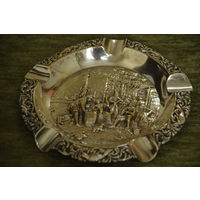 Пепельница латунь  с серебрением   15 см