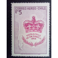 Чили 1968 Визит королевы Елизаветы 2 в Чили. Корона на карте Чили  MNH