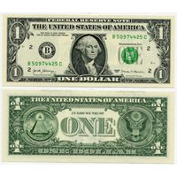 США. 1 доллар (образца 2017 года, B, Нью-Йорк, P544, UNC)