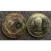 Турция 5 лир 2023  100 лет со дня основания Республики Unc