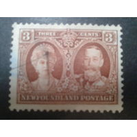 Ньюфаундленд, 1928. Король Георг V и королева Мария.  Mi-1,80 евро гаш.
