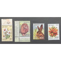 Беларусь.2008.Стандарт. Цветы и звери (4 марки, чистые)