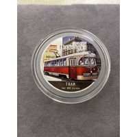 2 доллара 2010 год. Советский транспорт. Трамвай. Ниуэ. Серебро 999 пр.