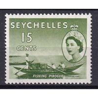 108.BrKSe. Великобритания. Колонии. Сейшельские острова. Елизавета II. Местные мотивы. 15C. 1954 г. Mi.#175. MNH.
