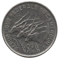 Федеративная Республика Камерун (ассоциативное государство). 100 франков 1971. Фауна. Антилопы.