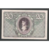 Польша 20 марок 1919 года. Тип P-21(3). Состояние XF-