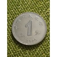 Китай 1 юань 2020 г ( новый тип , 2 года тираж, встречается реже  )