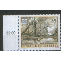 Полная серия из 1 марки 1989г. Австрия "Живописные красоты Австрии. Пруд Люстхаусвассер в районе Винер Пратер" MNH
