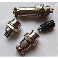 Разъем 4 пин. Цилиндрический (комплект вилка+розетка+кожух) авиационный круглый разъем