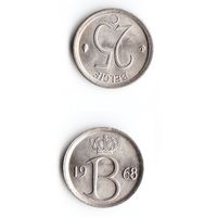 25 сантимов Бельгия 1968 года