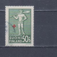 [580] Финляндия 1943. Красный Крест.Герб земли (провинции). Гашеная марка. 1