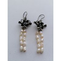 Серьги СССР с речным жемчугом