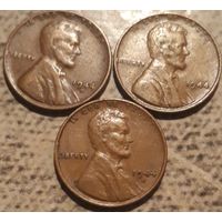 1 цент 1944 P D S США Все три МД