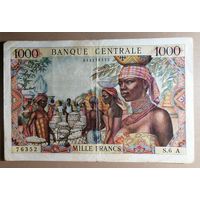 РЕДКАЯ бона!!! Экваториальная Африка, 1963 год, "А" Чад, 1000 франков,
