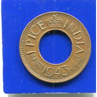 Британская Индия 1 пайс 1943