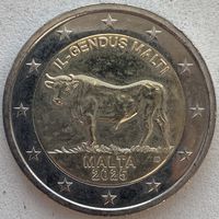 Мальта 2 евро 2025 г. Мальтийский бык