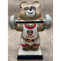 Статуэтка Олимпийский Мишка Штангист Фарфор Вербилки